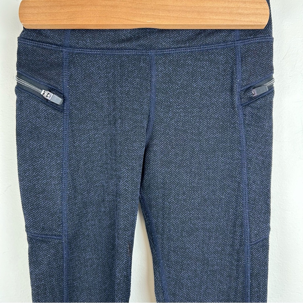 Athleta Girl Herringbone Leggings Size S (7) Charcoal Textured Zip Pocket